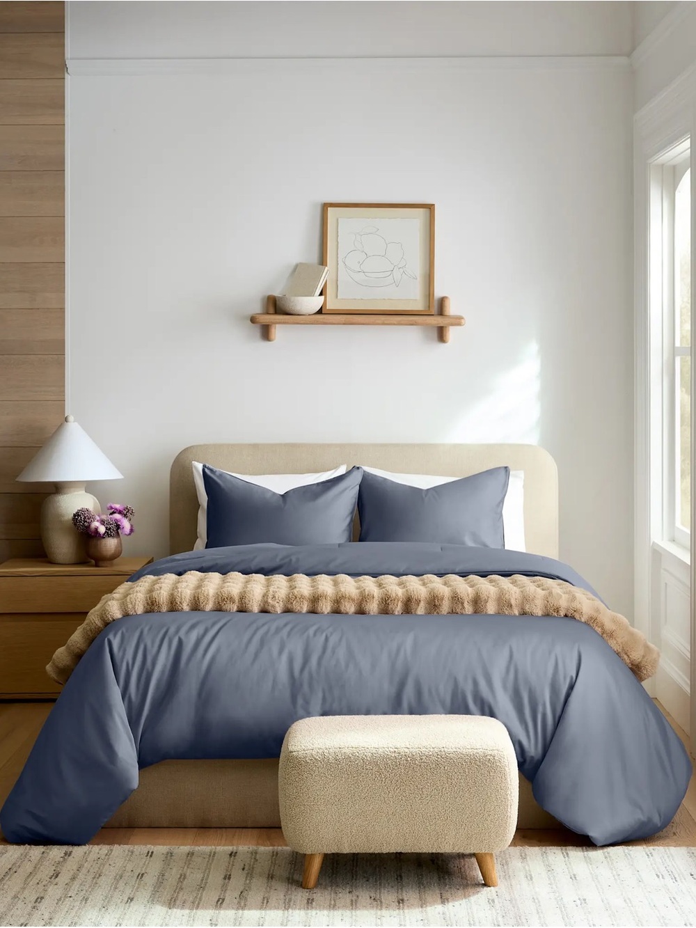 Quince Organic Cotton Sateen Comforter NWT Mineral Blue King/Cali King $435